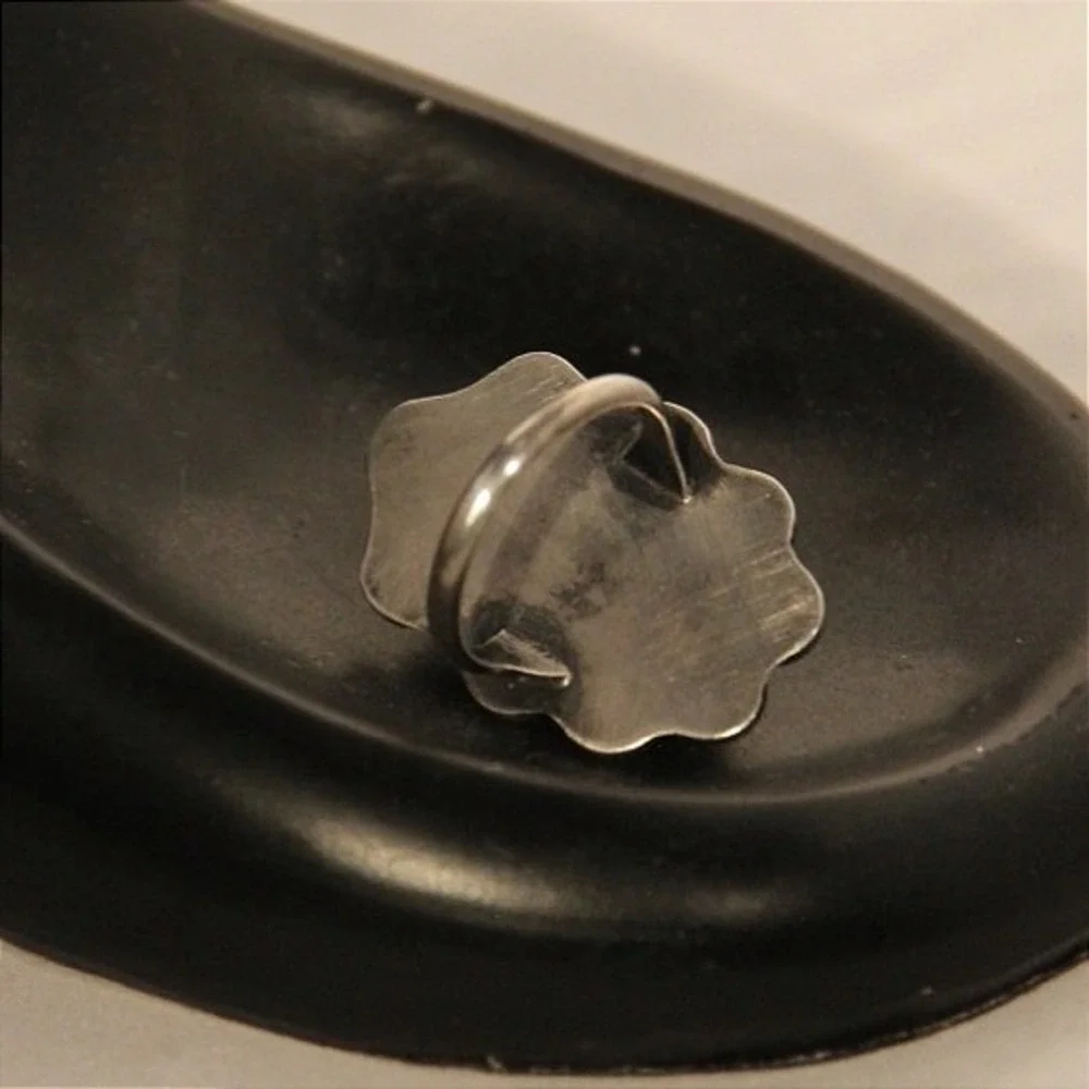 Vintage Mexico Sterling Silver Hand Carved Black‎ Onyx Scarab Ring Size 6.75